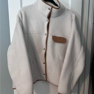 The North Face Cream and Brown Teddy Jacket